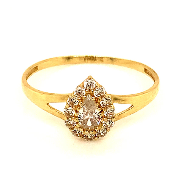 Anillo con circones en oro amarillo 10kt.