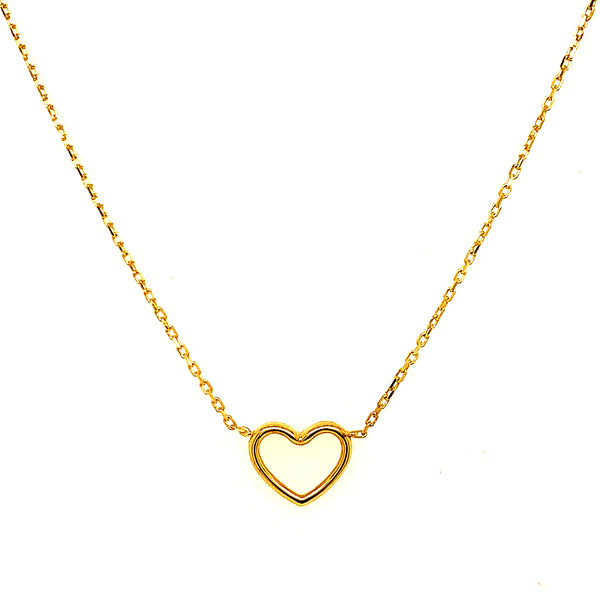 Collar (corazón) en oro amarillo 10kt. 45cm