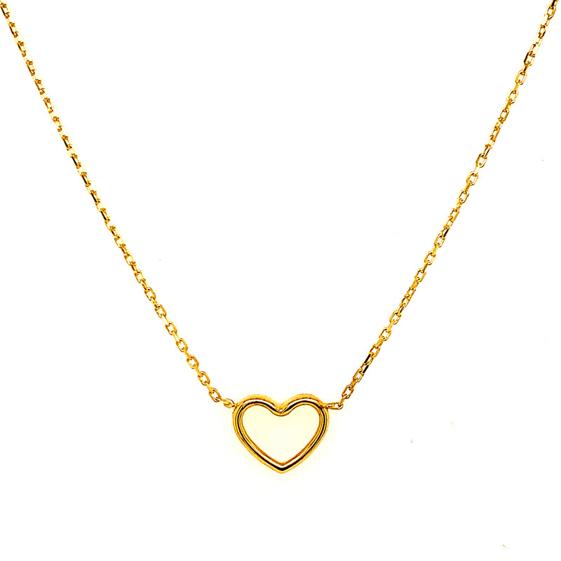 Collar (corazón) en oro amarillo 10kt. 45cm