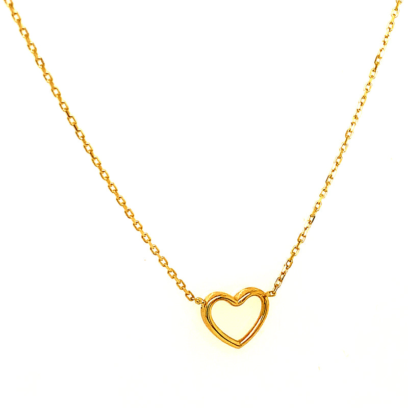 Collar (corazón) en oro amarillo 10kt. 45cm