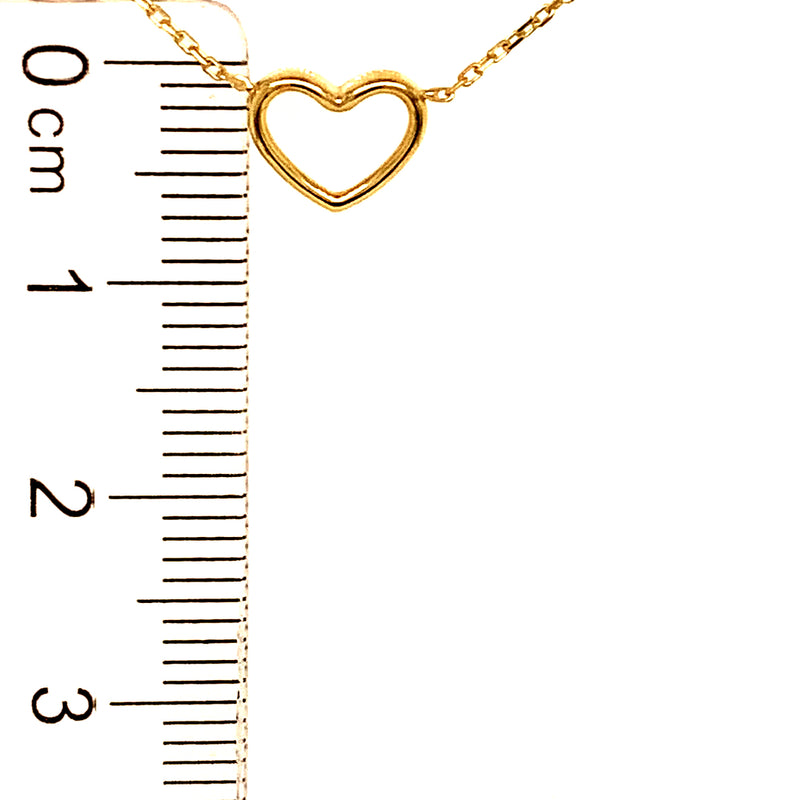 Collar (corazón) en oro amarillo 10kt. 45cm