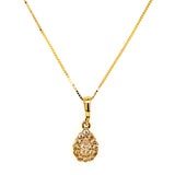 Juego de collar y aretes con circones en oro amarillo 10k.