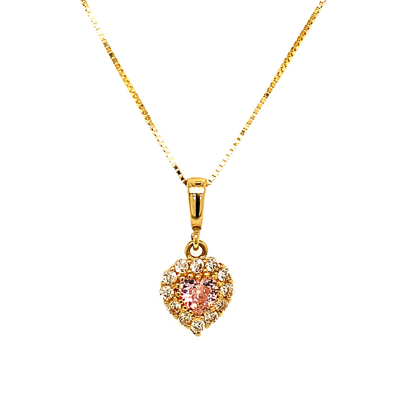 Juego de collar y aretes con circones en oro amarillo 10k.