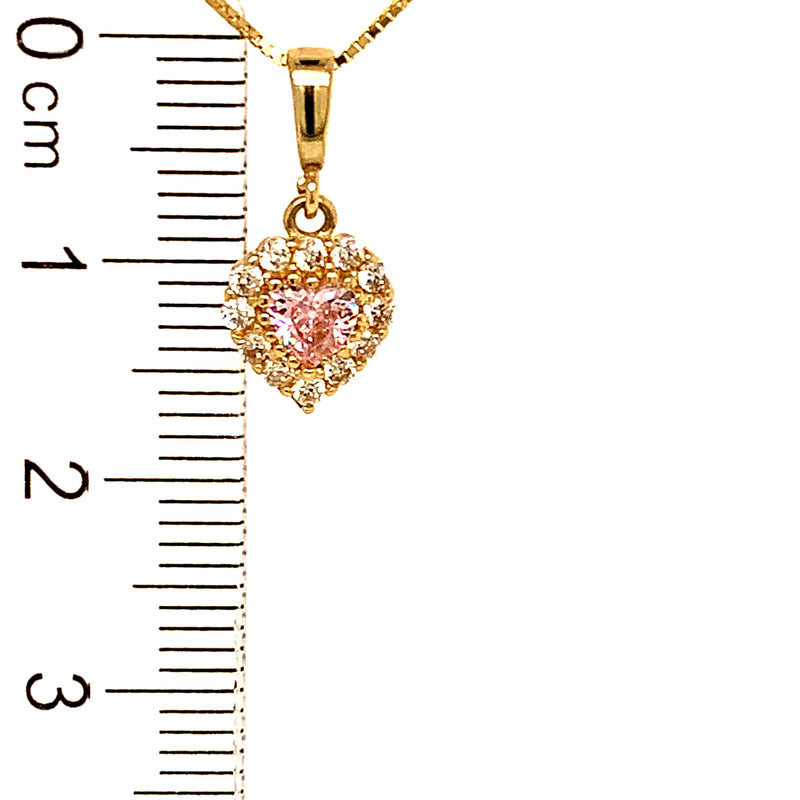 Juego de collar y aretes con circones en oro amarillo 10k.