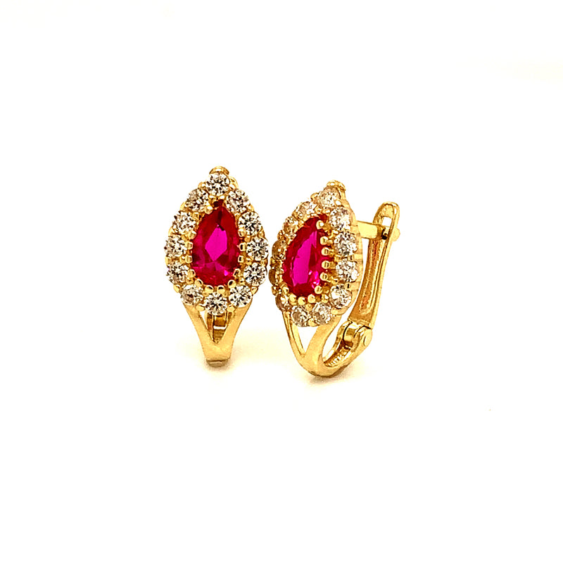 Juego de collar y aretes con circones en oro amarillo 10k.