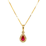 Juego de collar y aretes con circones en oro amarillo 10k.