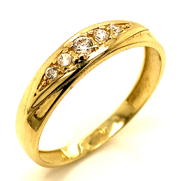 Set de anillos de matrimonio con circones en oro amarillo 10kt