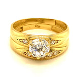 Set de anillos de matrimonio con circones en oro amarillo 10kt