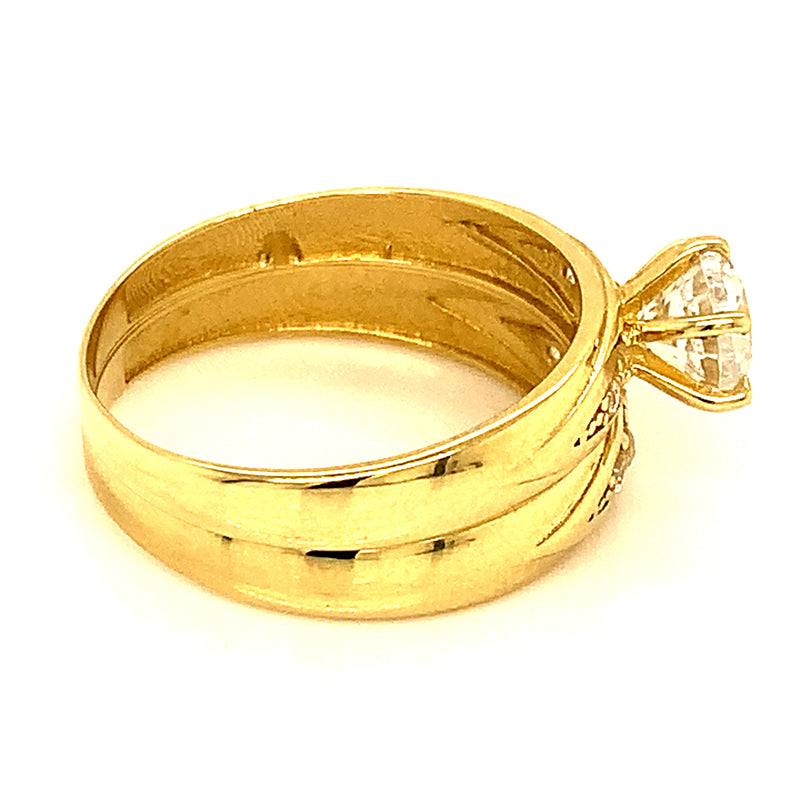 Set de anillos de matrimonio con circones en oro amarillo 10kt
