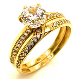 Set de anillos de matrimonio con circones en oro amarillo 10kt