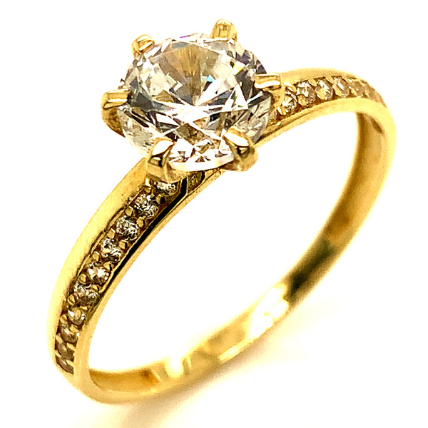 Set de anillos de matrimonio con circones en oro amarillo 10kt