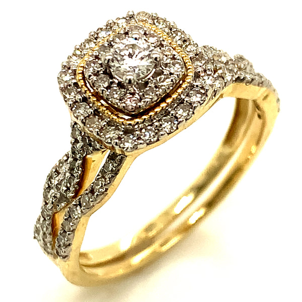(SOFIA) Set de anillos con diamantes en oro amarillo 10k