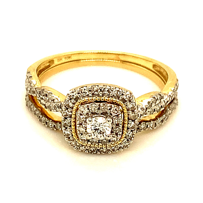 (SOFIA) Set de anillos con diamantes en oro amarillo 10k