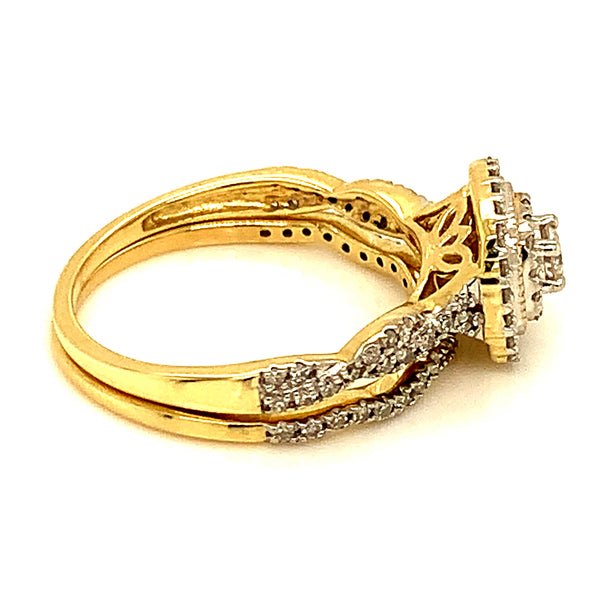 (SOFIA) Set de anillos con diamantes en oro amarillo 10k