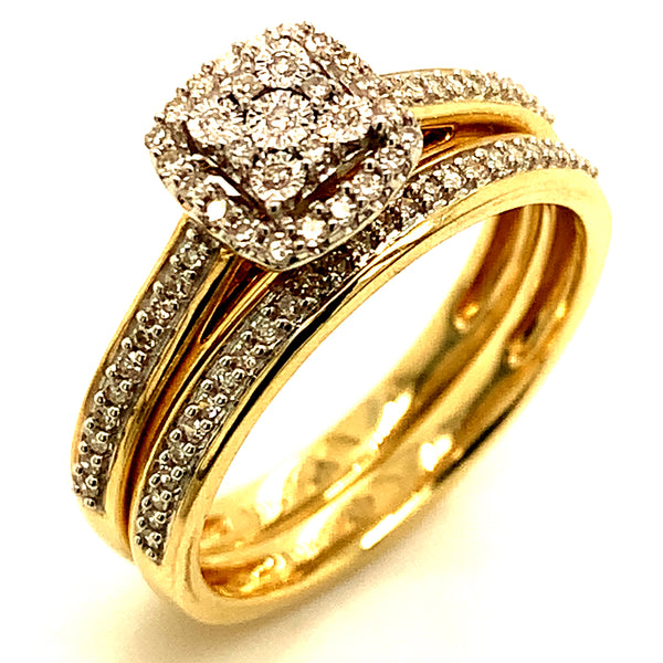 (SOFIA) Set de anillos con diamantes en oro amarillo 10k