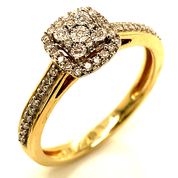 (SOFIA) Set de anillos con diamantes en oro amarillo 10k