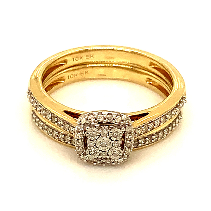 (SOFIA) Set de anillos con diamantes en oro amarillo 10k