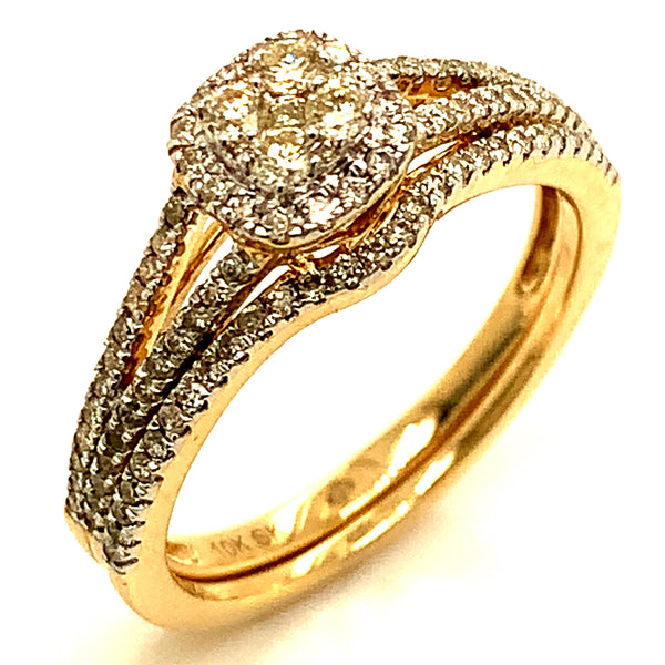 (SOFIA) Set de anillos con diamantes en oro amarillo 10k