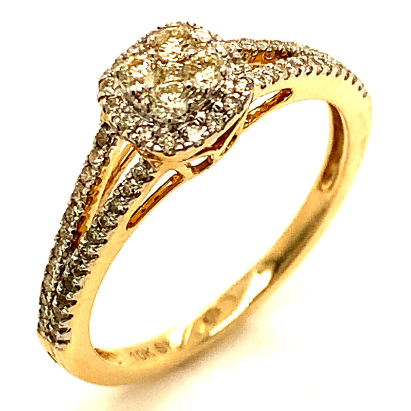 (SOFIA) Set de anillos con diamantes en oro amarillo 10k