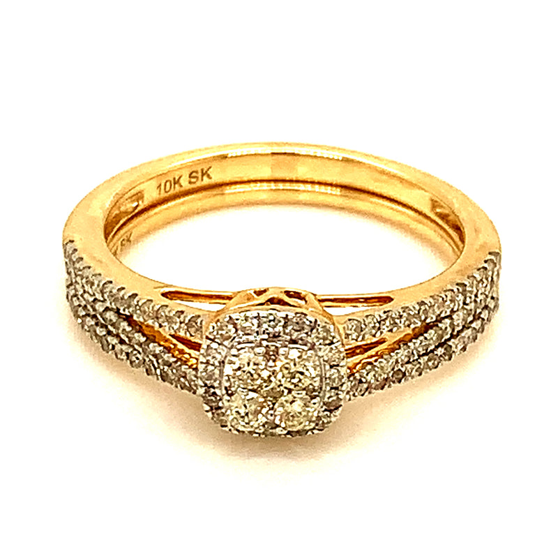 (SOFIA) Set de anillos con diamantes en oro amarillo 10k