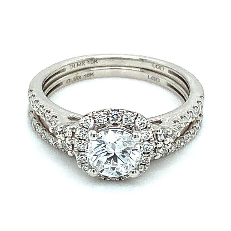 (LD) Set de anillos con diamantes de laboratorio en oro blanco 10kt.
