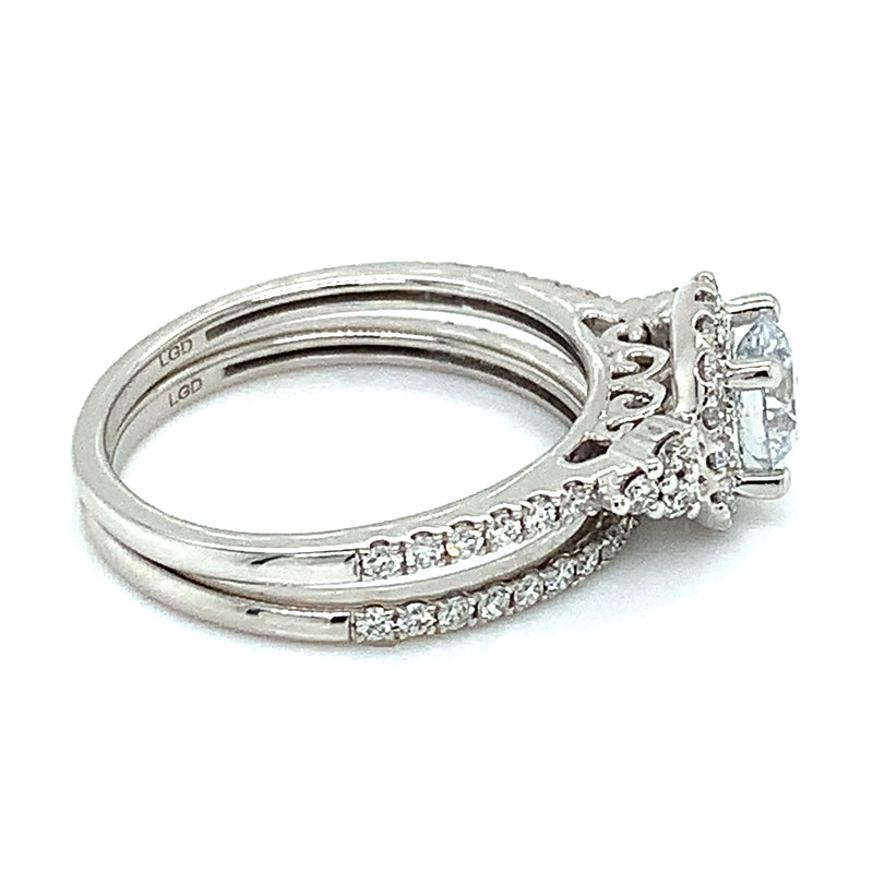 (LD) Set de anillos con diamantes de laboratorio en oro blanco 10kt.