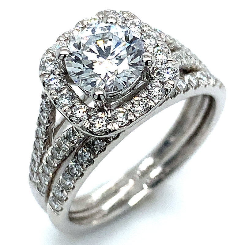 (LD) Set de anillos con diamantes de laboratorio en oro blanco 10kt.