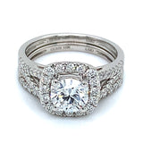 (LD) Set de anillos con diamantes de laboratorio en oro blanco 10kt.
