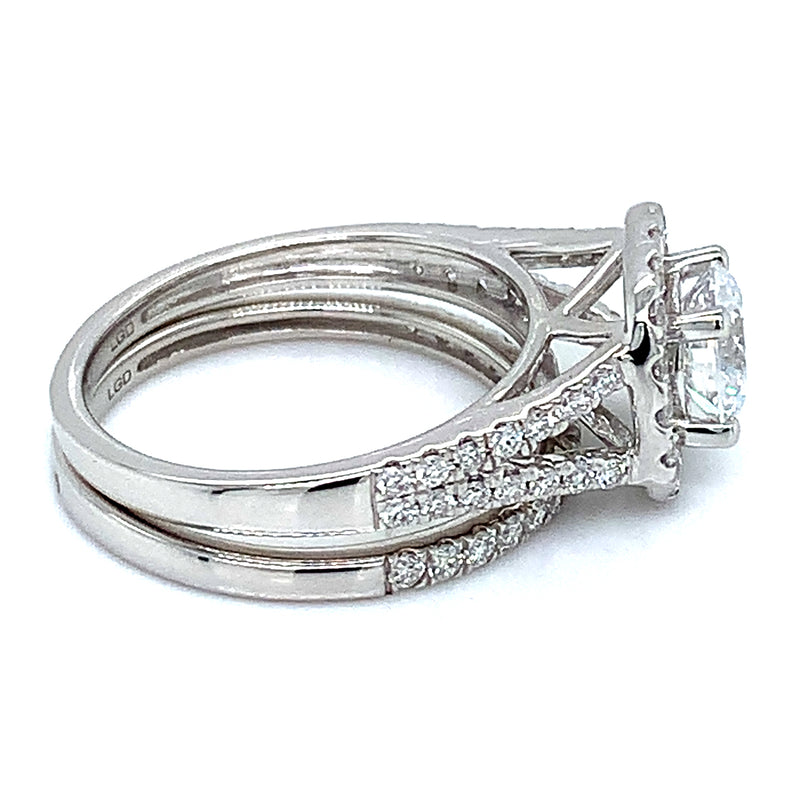 (LD) Set de anillos con diamantes de laboratorio en oro blanco 10kt.