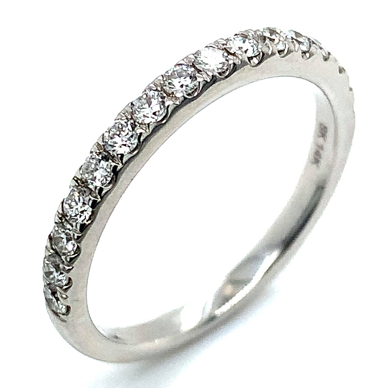 (LD) Banda con diamantes de laboratorio en oro blanco 14kt. D-0.40CTS.