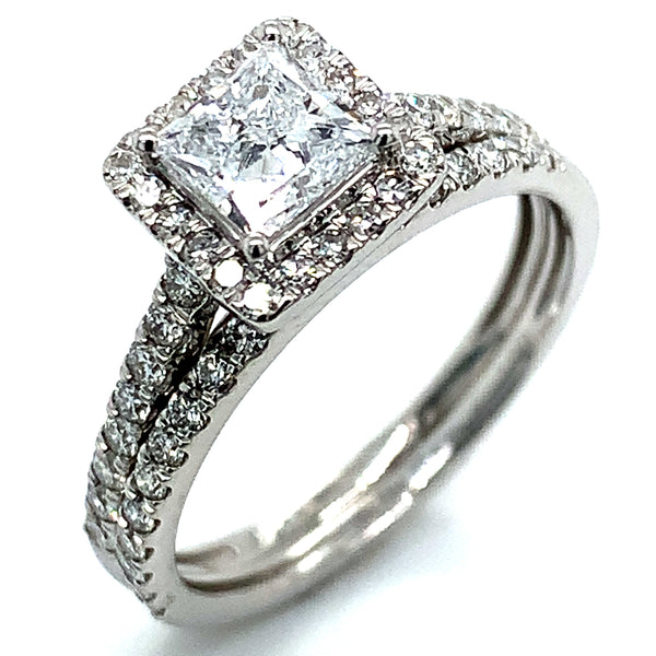 (LD) Set de anillos con diamantes de laboratorio en oro blanco 10kt.