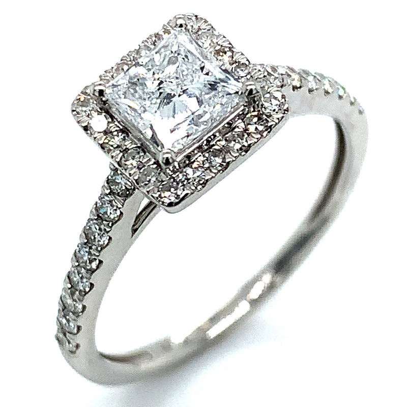 (LD) Set de anillos con diamantes de laboratorio en oro blanco 10kt.