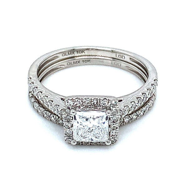 (LD) Set de anillos con diamantes de laboratorio en oro blanco 10kt.