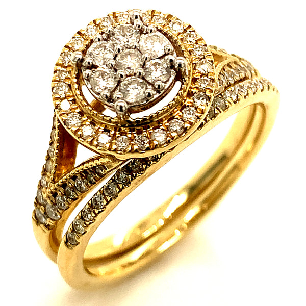 (SOFIA) Set de anillos con diamantes en oro amarillo 10k
