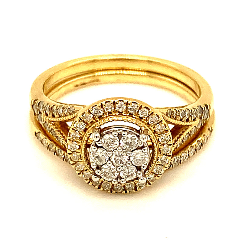 (SOFIA) Set de anillos con diamantes en oro amarillo 10k