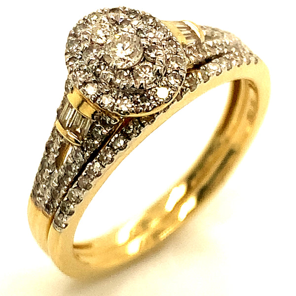 (SOFIA) Set de anillos con diamantes en oro amarillo 10k
