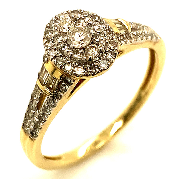 (SOFIA) Set de anillos con diamantes en oro amarillo 10k