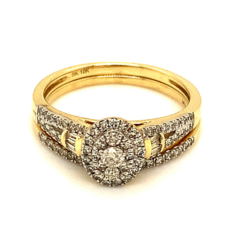 (SOFIA) Set de anillos con diamantes en oro amarillo 10k