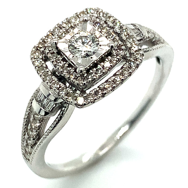 (SOFIA) Set de anillos con diamantes en oro blanco 10k