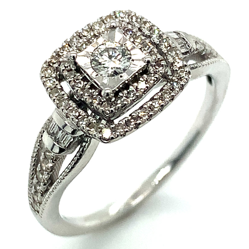 (SOFIA) Set de anillos con diamantes en oro blanco 10k