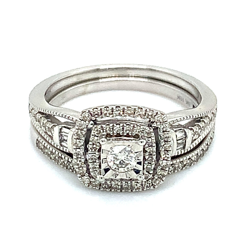 (SOFIA) Set de anillos con diamantes en oro blanco 10k