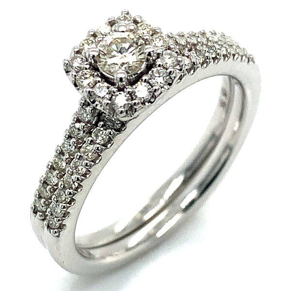 (SOFIA) Set de anillos con diamantes en oro blanco 10k