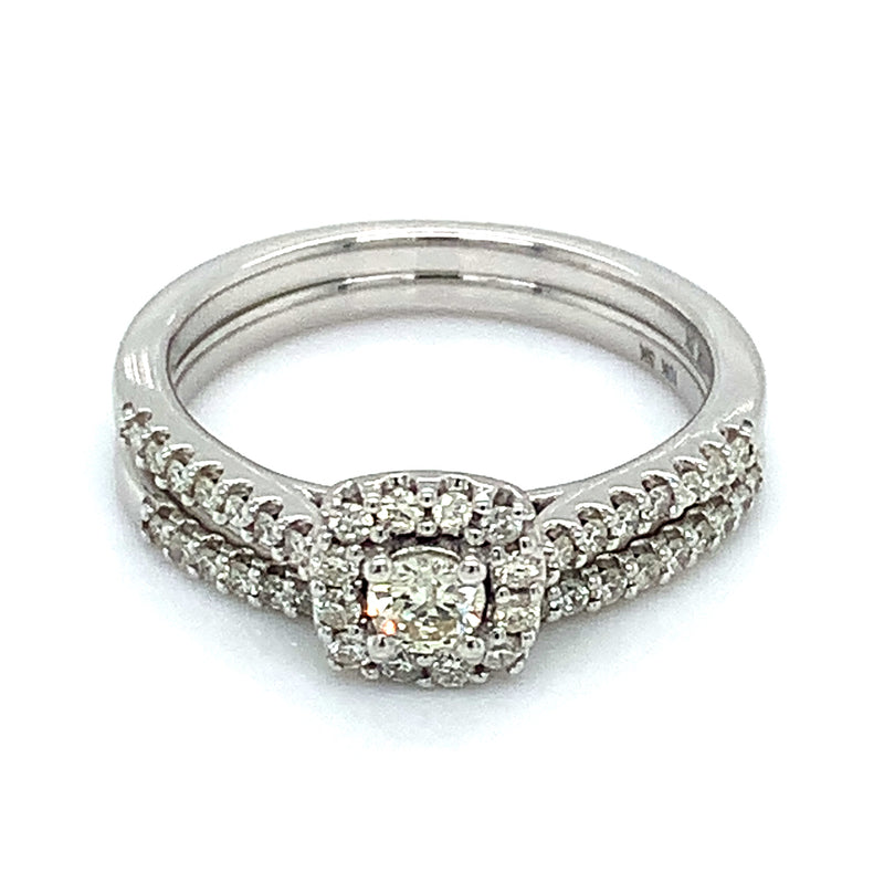 (SOFIA) Set de anillos con diamantes en oro blanco 10k