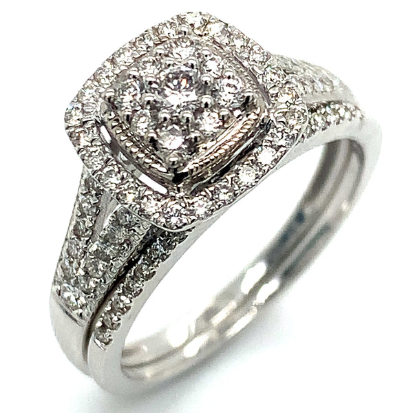 (SOFIA) Set de anillos con diamantes en oro blanco 10k