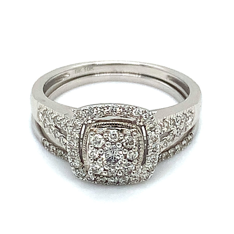(SOFIA) Set de anillos con diamantes en oro blanco 10k
