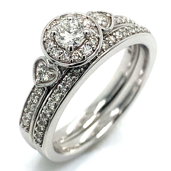 (SOFIA) Set de anillos con diamantes en oro blanco 10k