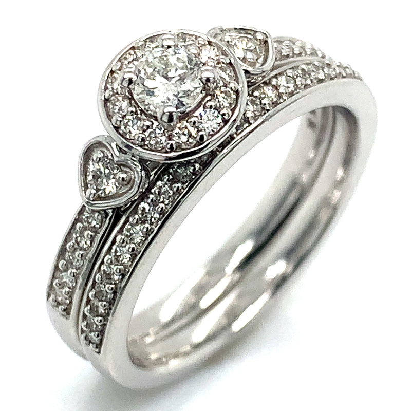 (SOFIA) Set de anillos con diamantes en oro blanco 10k