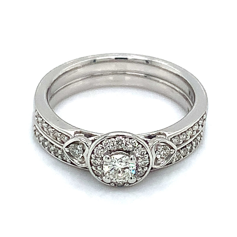 (SOFIA) Set de anillos con diamantes en oro blanco 10k