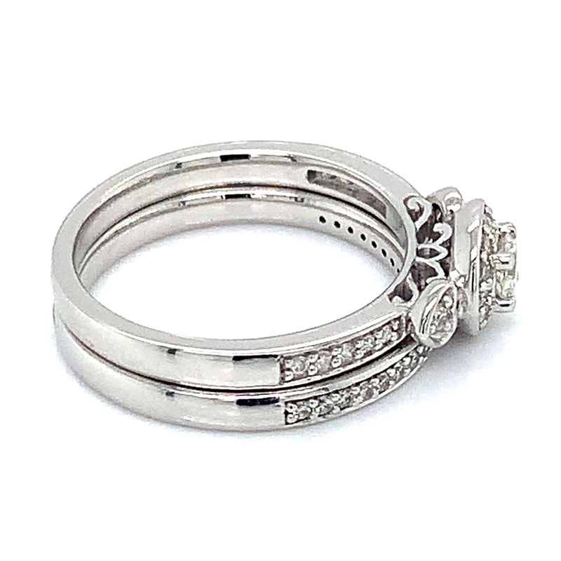 (SOFIA) Set de anillos con diamantes en oro blanco 10k