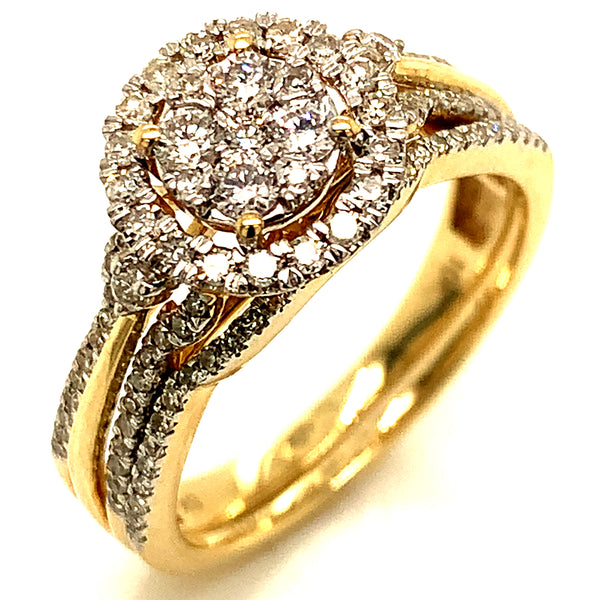 (SOFIA) Set de anillos con diamantes en oro amarillo 10k